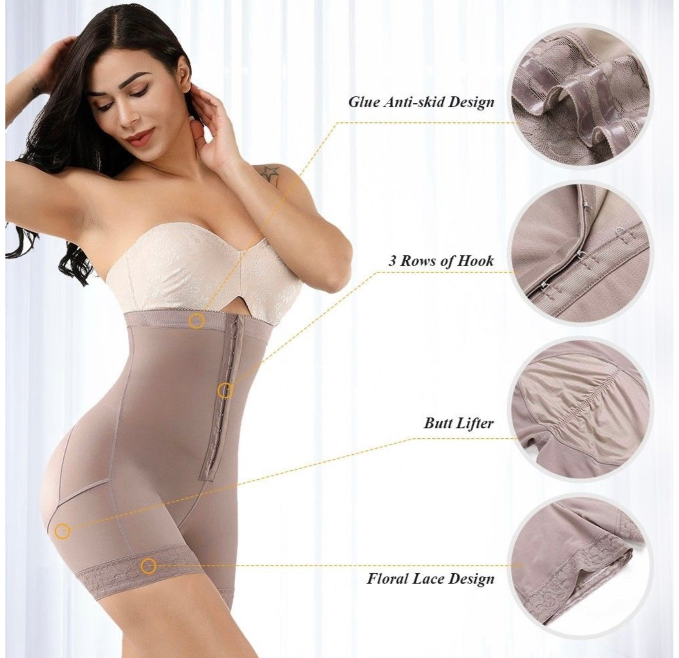 Butt lifting Tummy control high waisted slimming Thigh shapewear