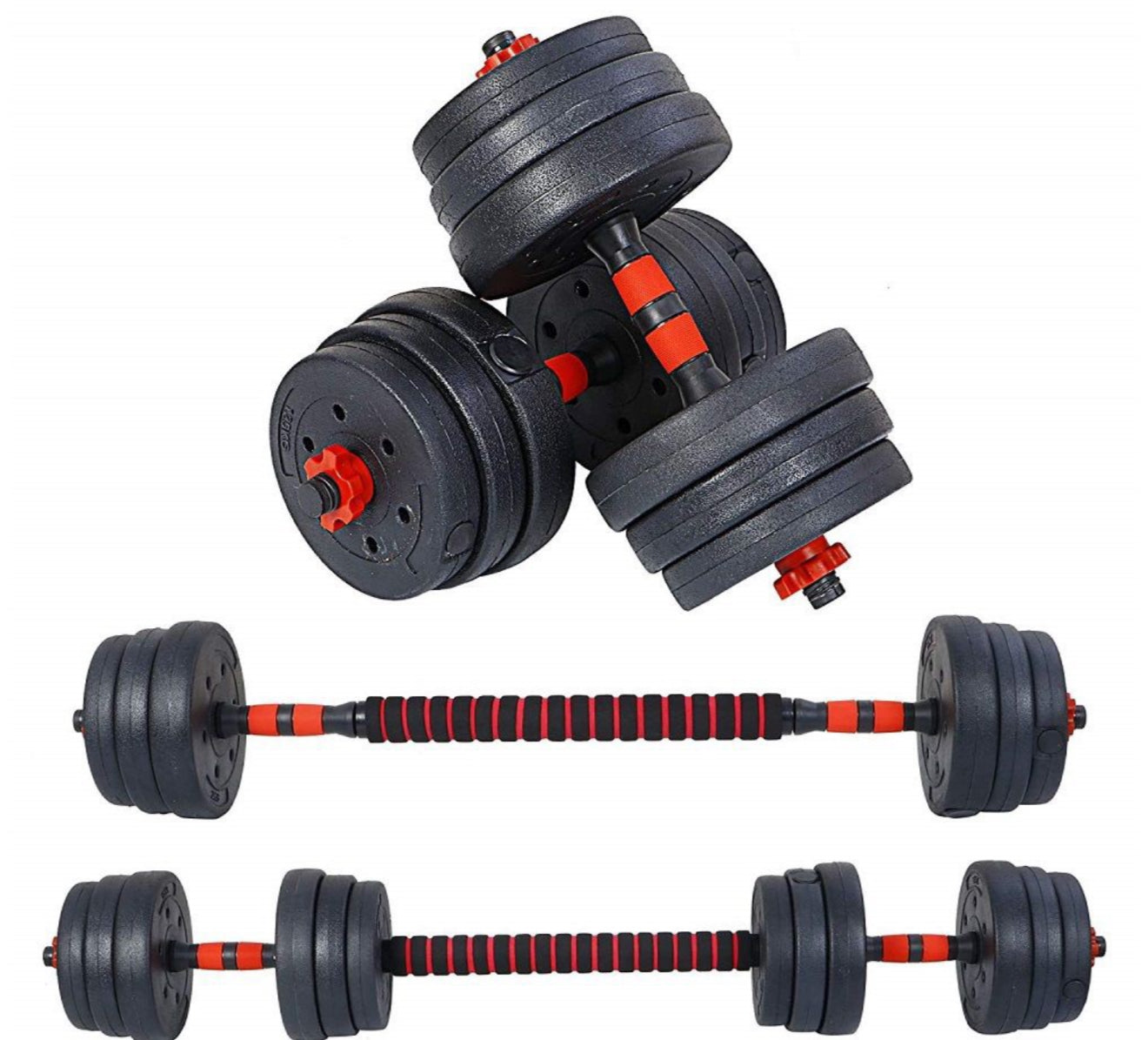 Adjustable Dumbbell Set With Extension Bar Conversion to BarBell. 2-in-1-20kg