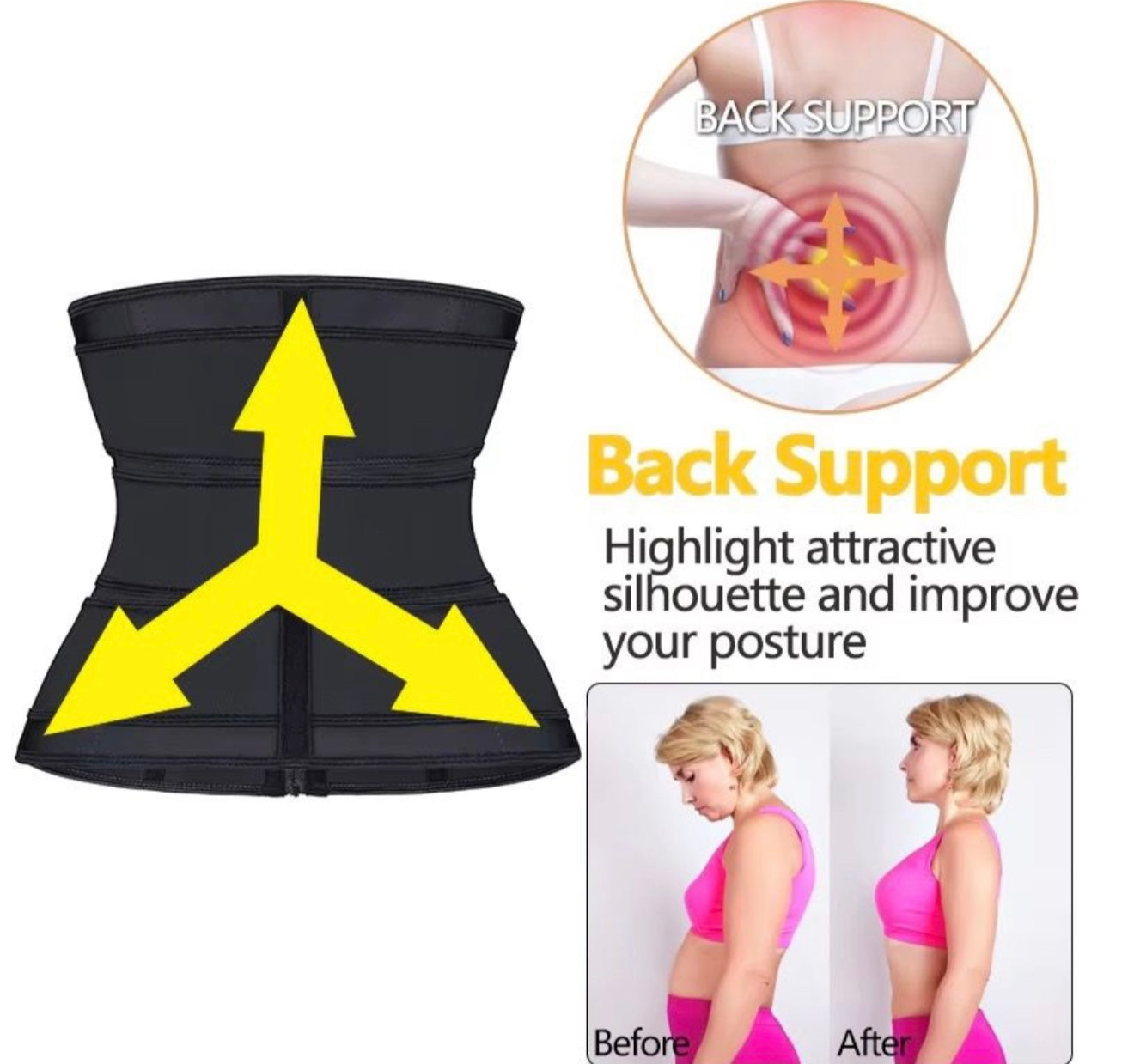 Triple strap waist trainer