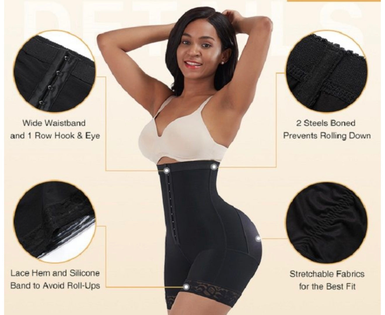 Butt lifting Tummy control high waisted slimming Thigh shapewear
