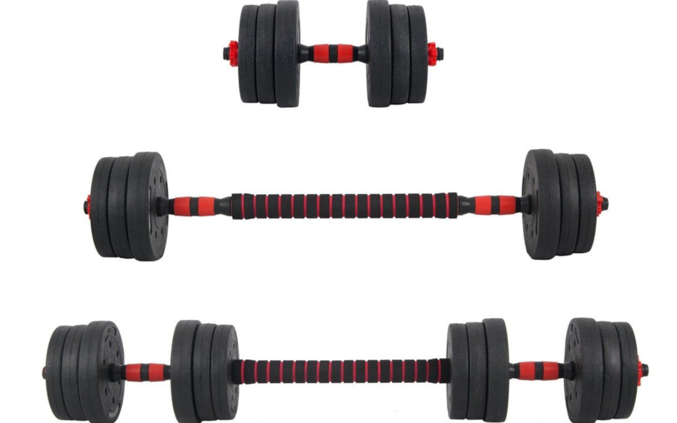 Adjustable Dumbbell Set With Extension Bar Conversion to BarBell. 2-in-1-20kg