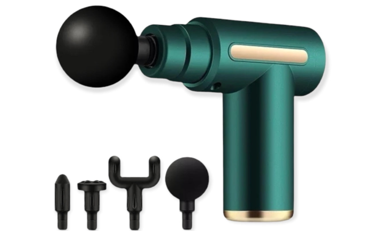 Rechargeable 4 Heads Portable Muscle Massage Gun Percussion Massager - Black