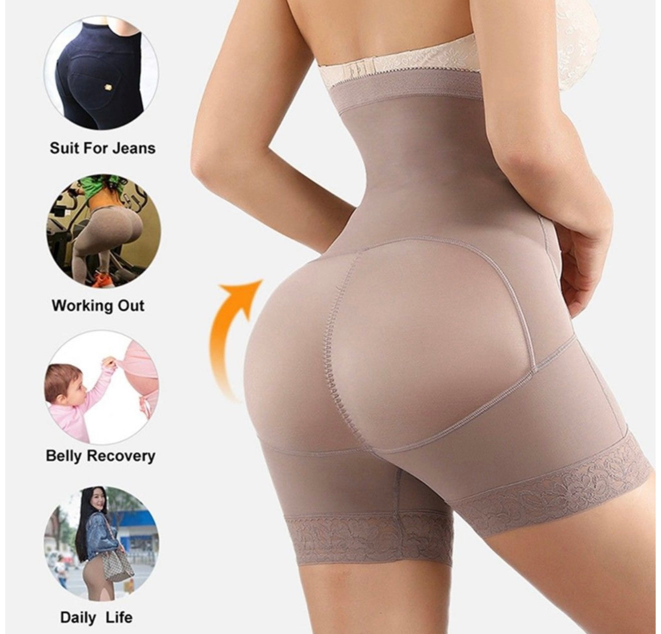 Butt lifting Tummy control high waisted slimming Thigh shapewear