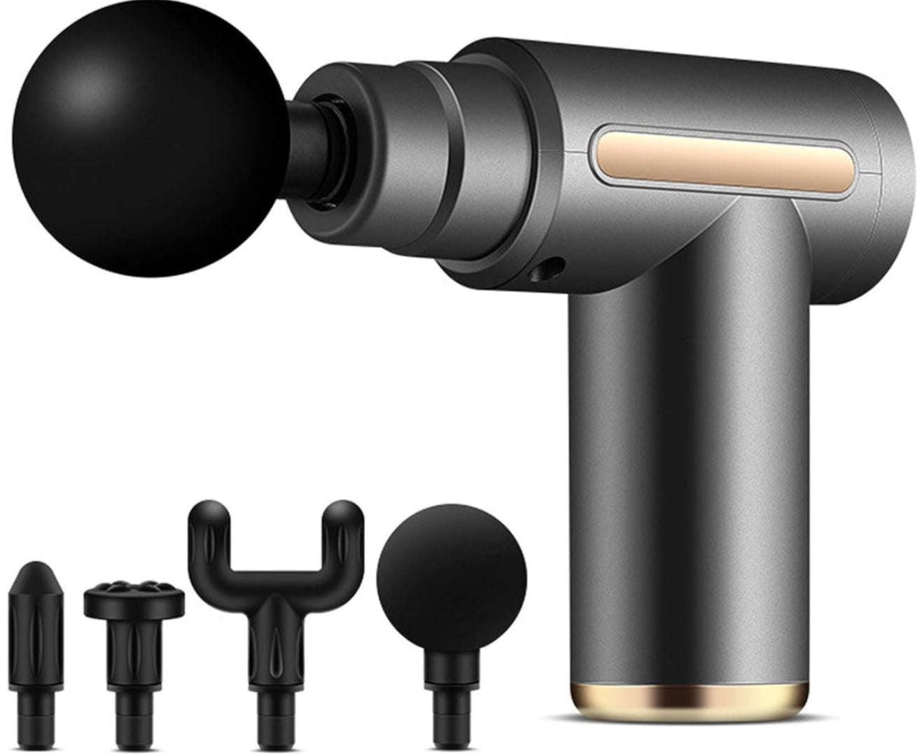 Rechargeable 4 Heads Portable Muscle Massage Gun Percussion Massager - Black